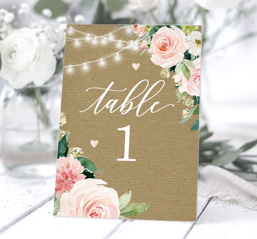 Blush Pink Table Numbers