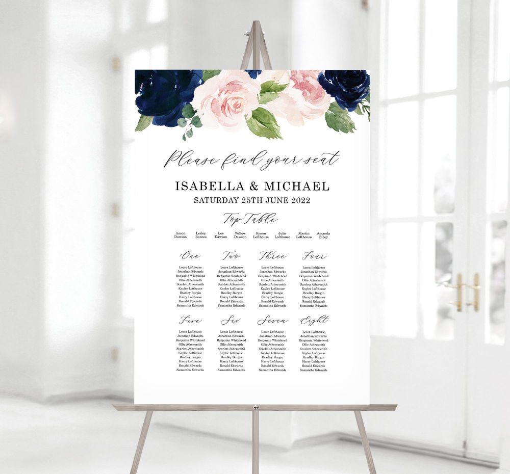 Blush & Navy Table Plan