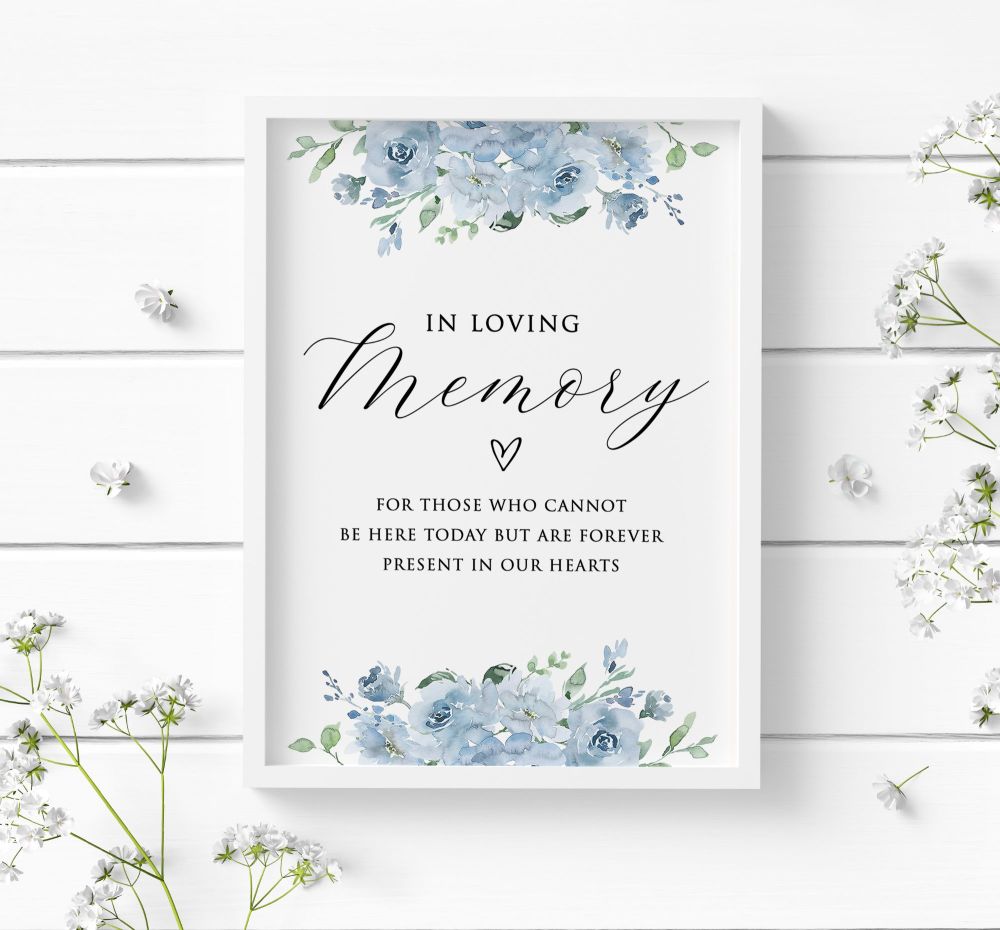 Dusky Blue In Loving Memory Sign