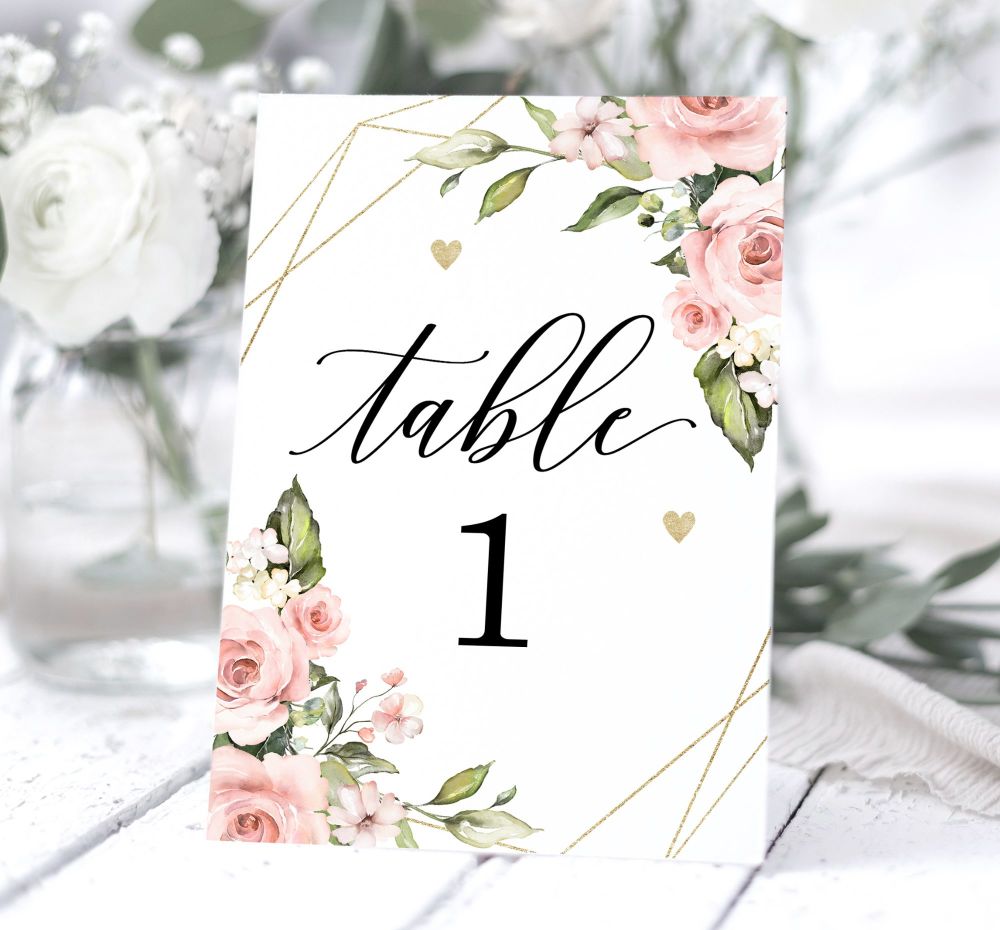 Blush & Gold Table Numbers