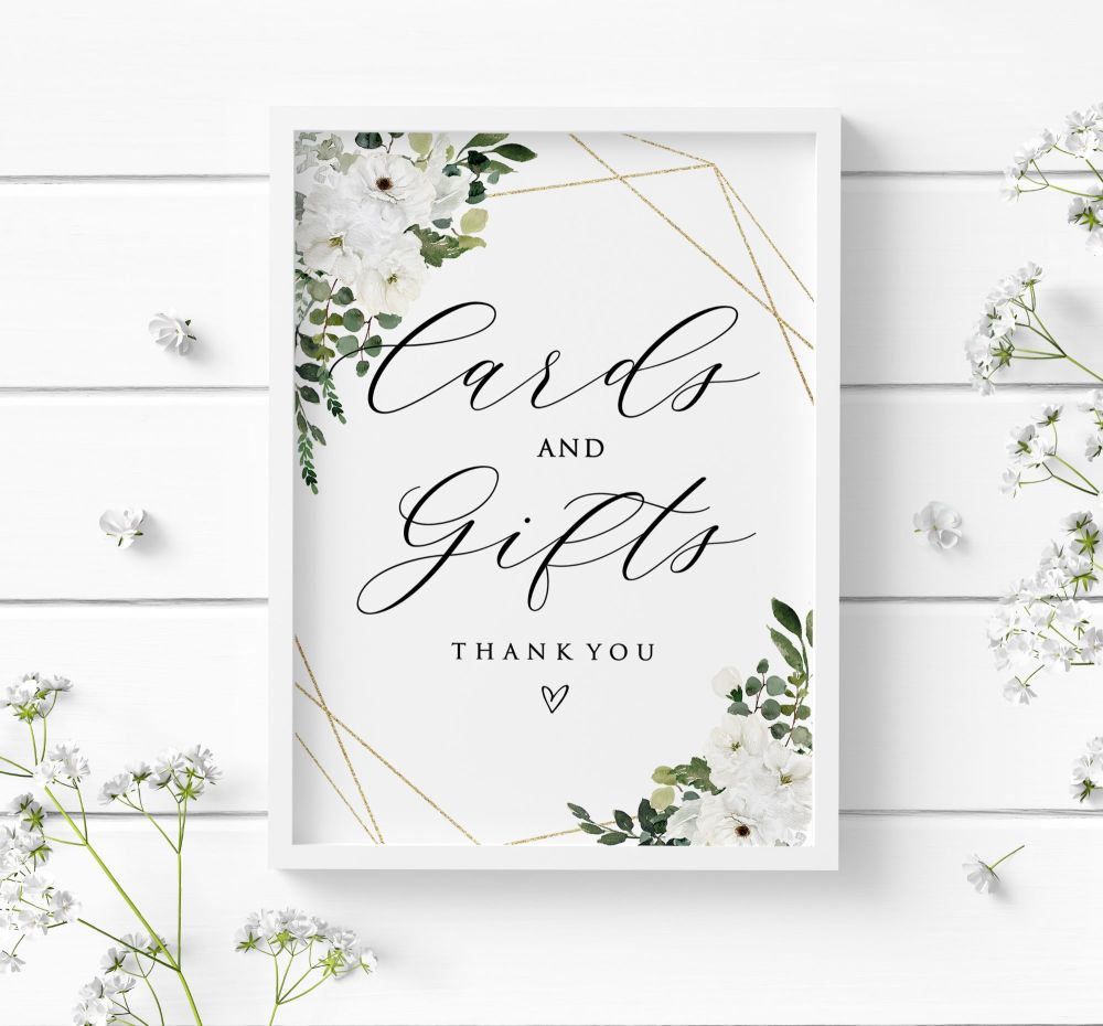 Green & Gold Cards & Gifts Sign