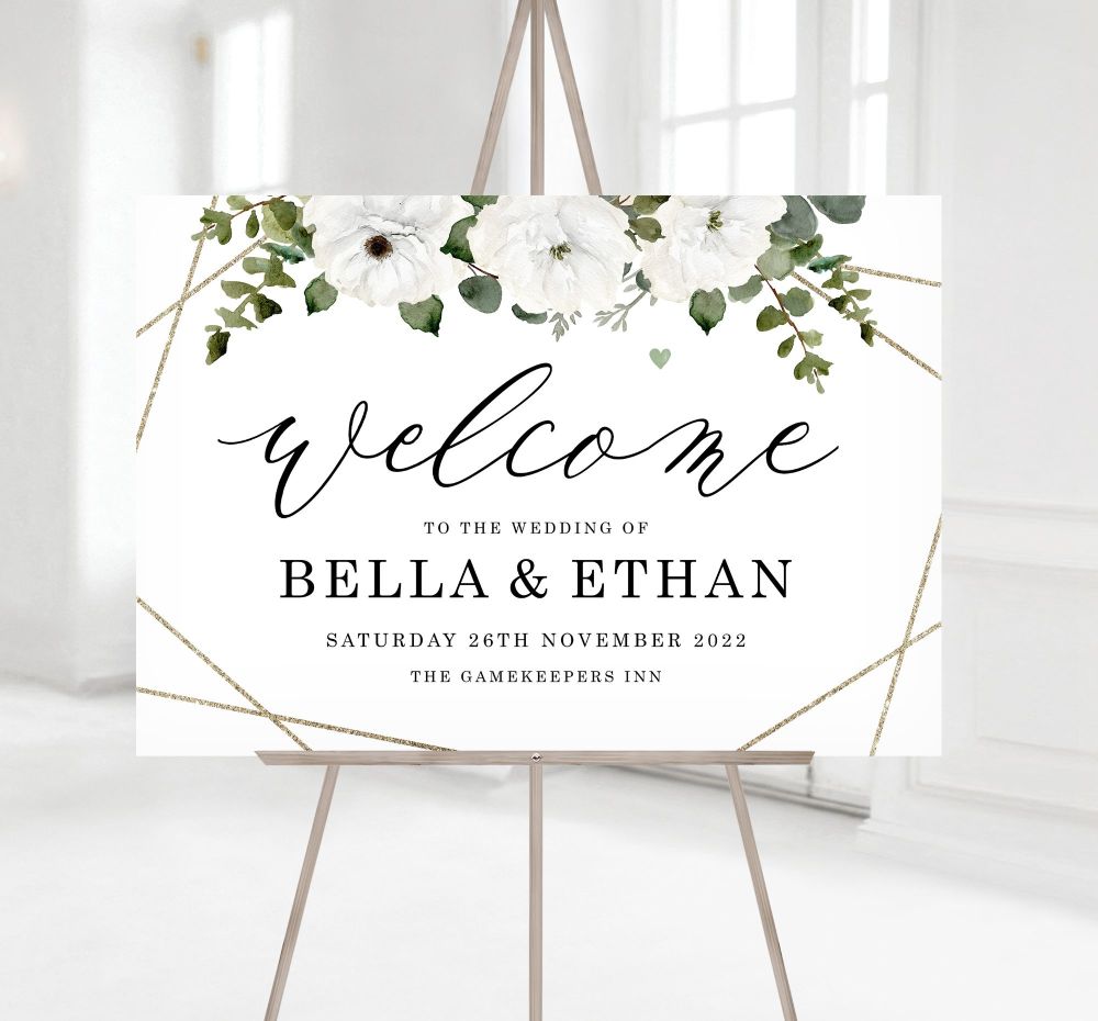 Green & Gold Welcome To Our Wedding Sign