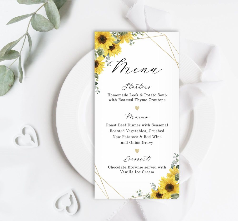 Rustic Sunflower Menu