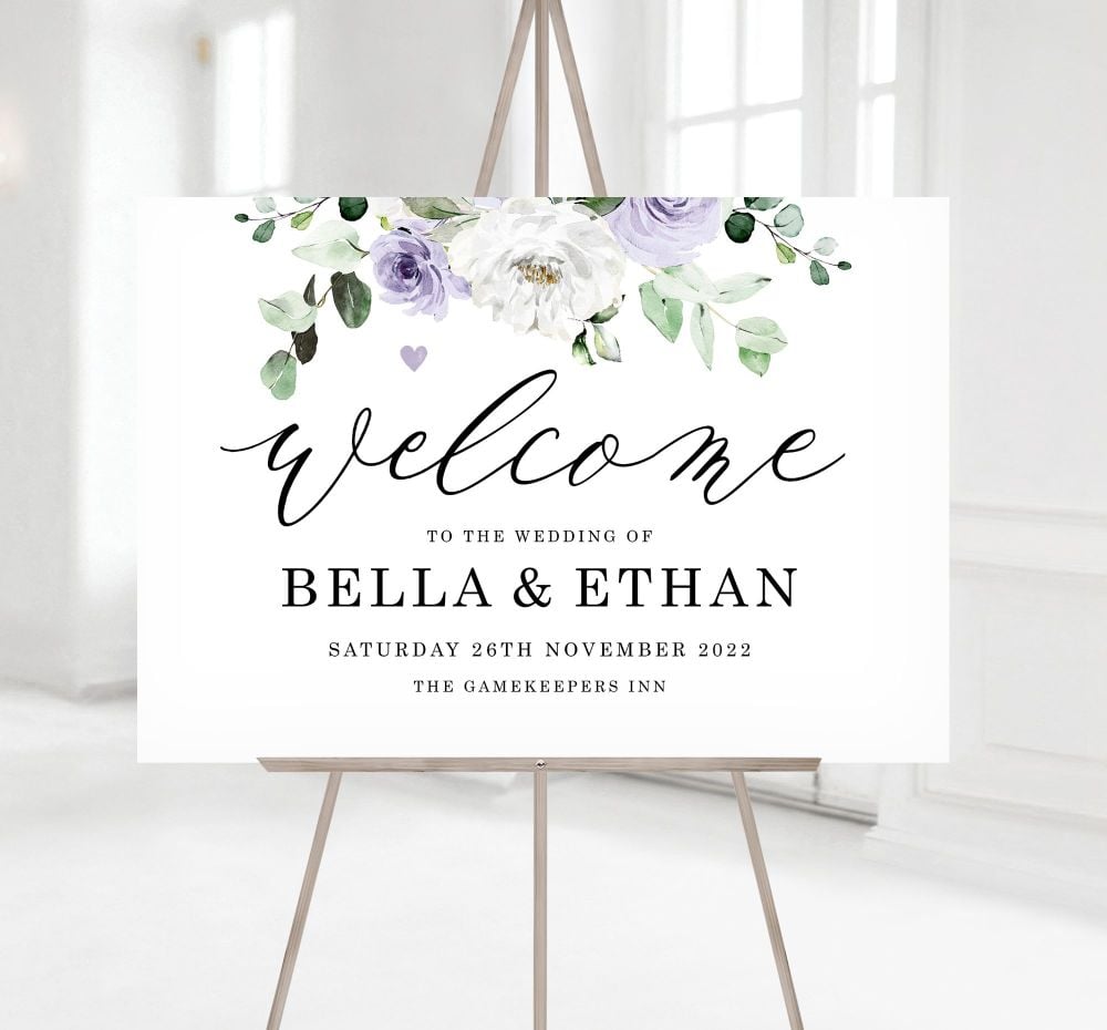 Lilac & Eucalyptus Welcome To Our Wedding Sign