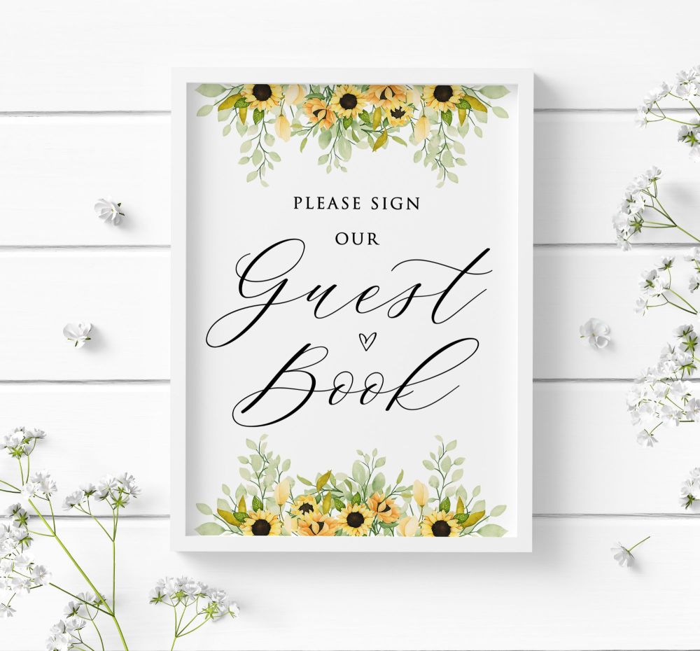 Pretty Sunflower Guest Book Sign