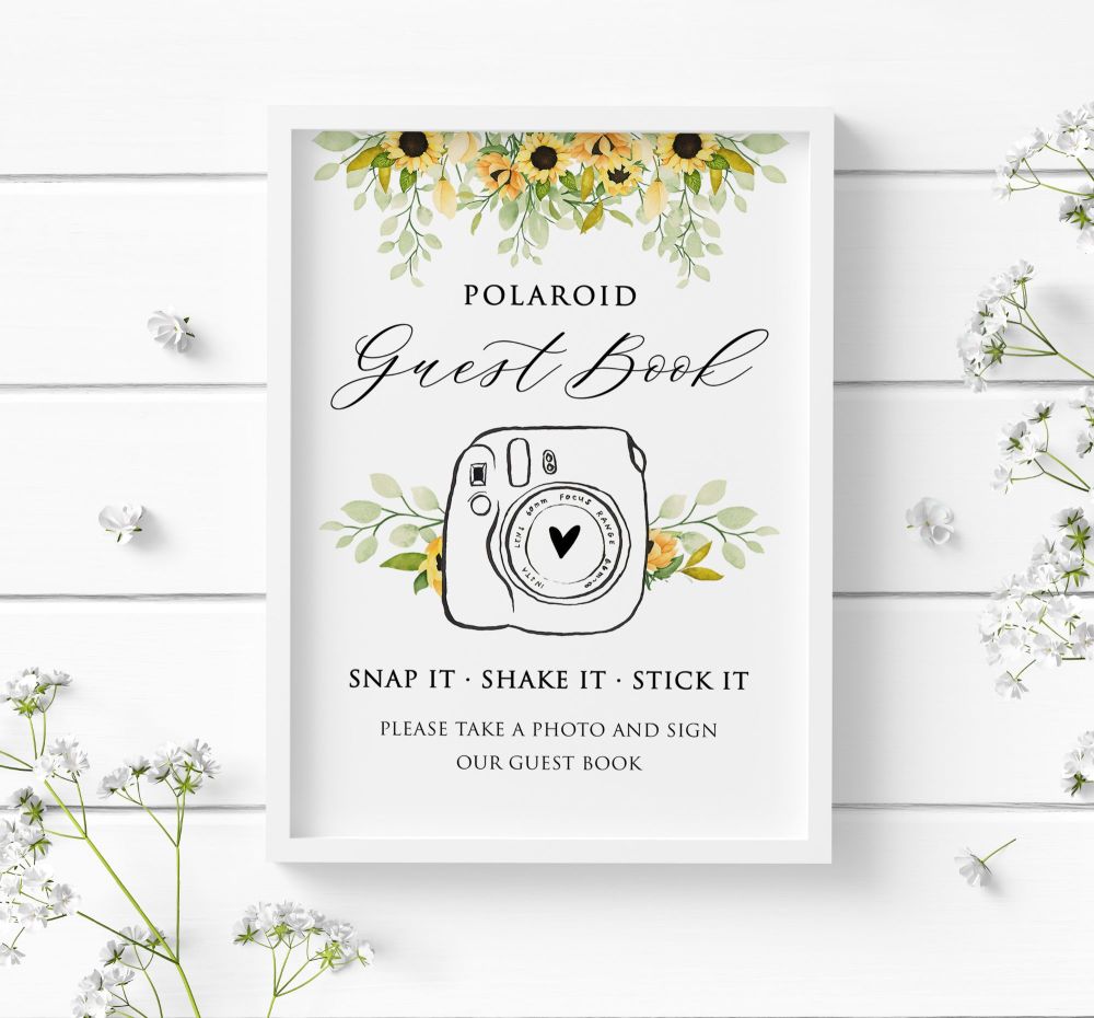 Pretty Sunflower Polaroid Guest Book Sign