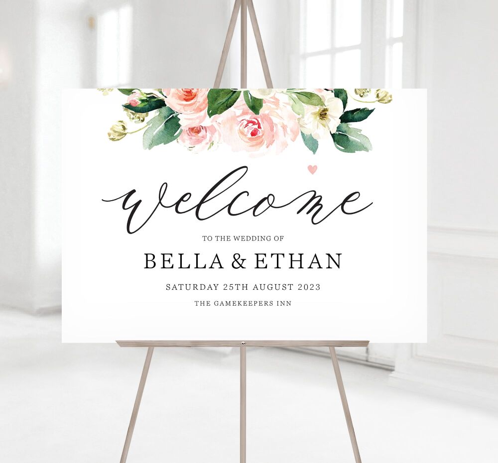 Blush Pink Welcome To Our Wedding Sign