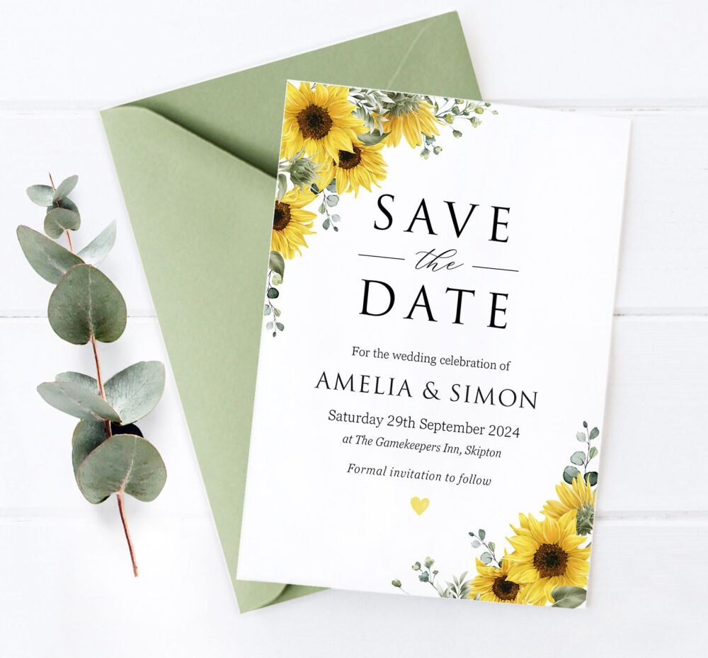 Rustic Sunflowers Save The Date