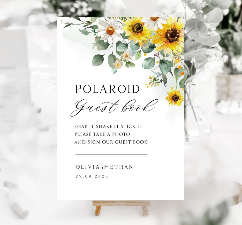 Sunflowers & Daisies Polaroid Guest Book Sign