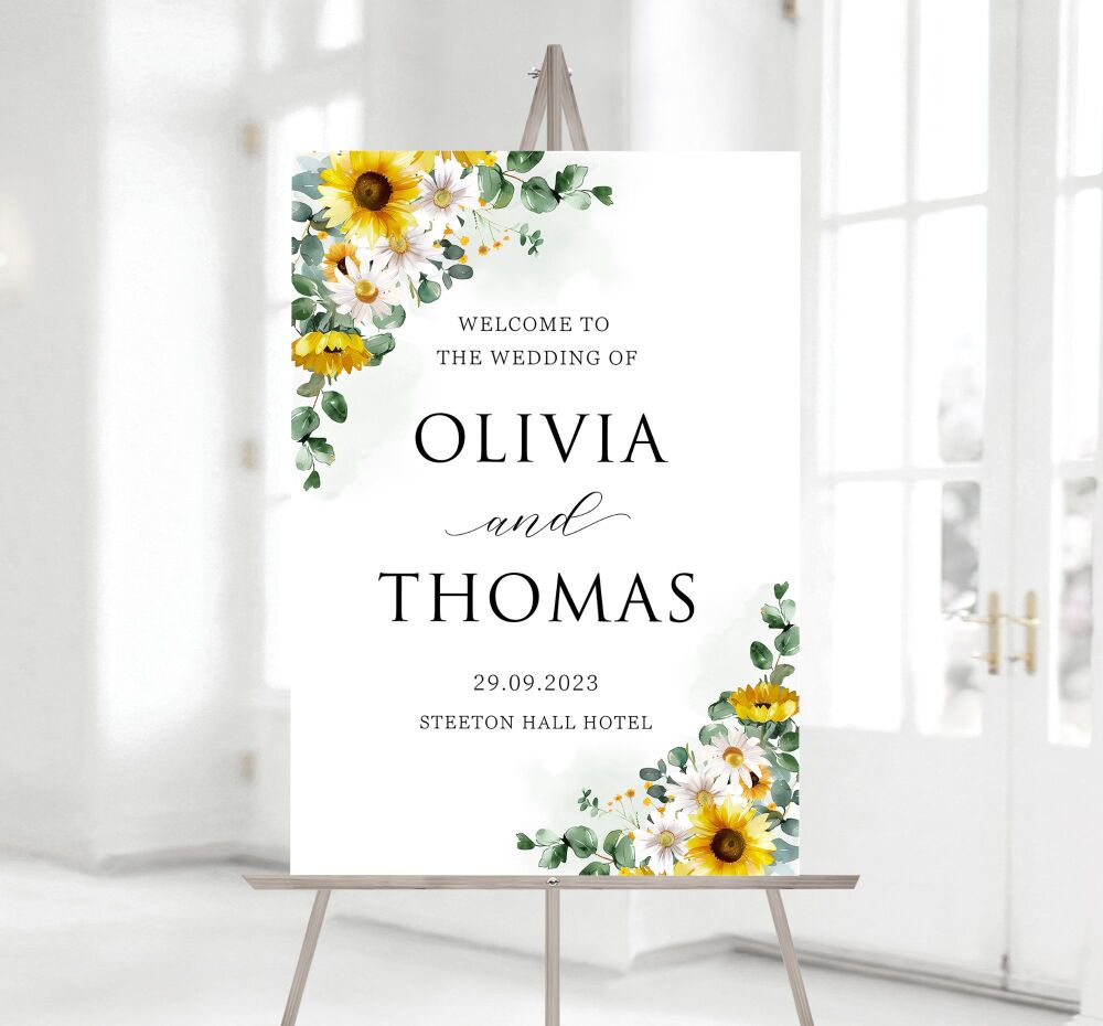 Sunflowers & Daisies Welcome To Our Wedding Sign
