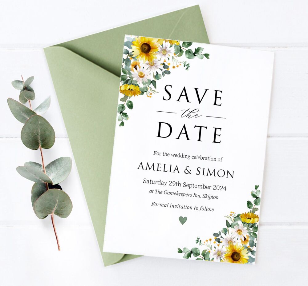 Sunflowers & Daisies Save The Date