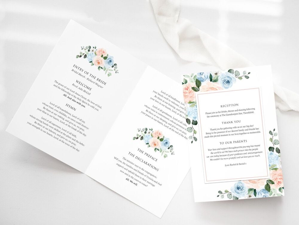 Blush & Blue Order of Service Booklet