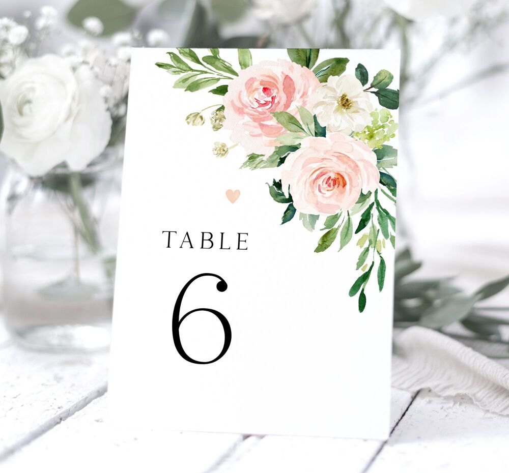Blush Pink Table Numbers