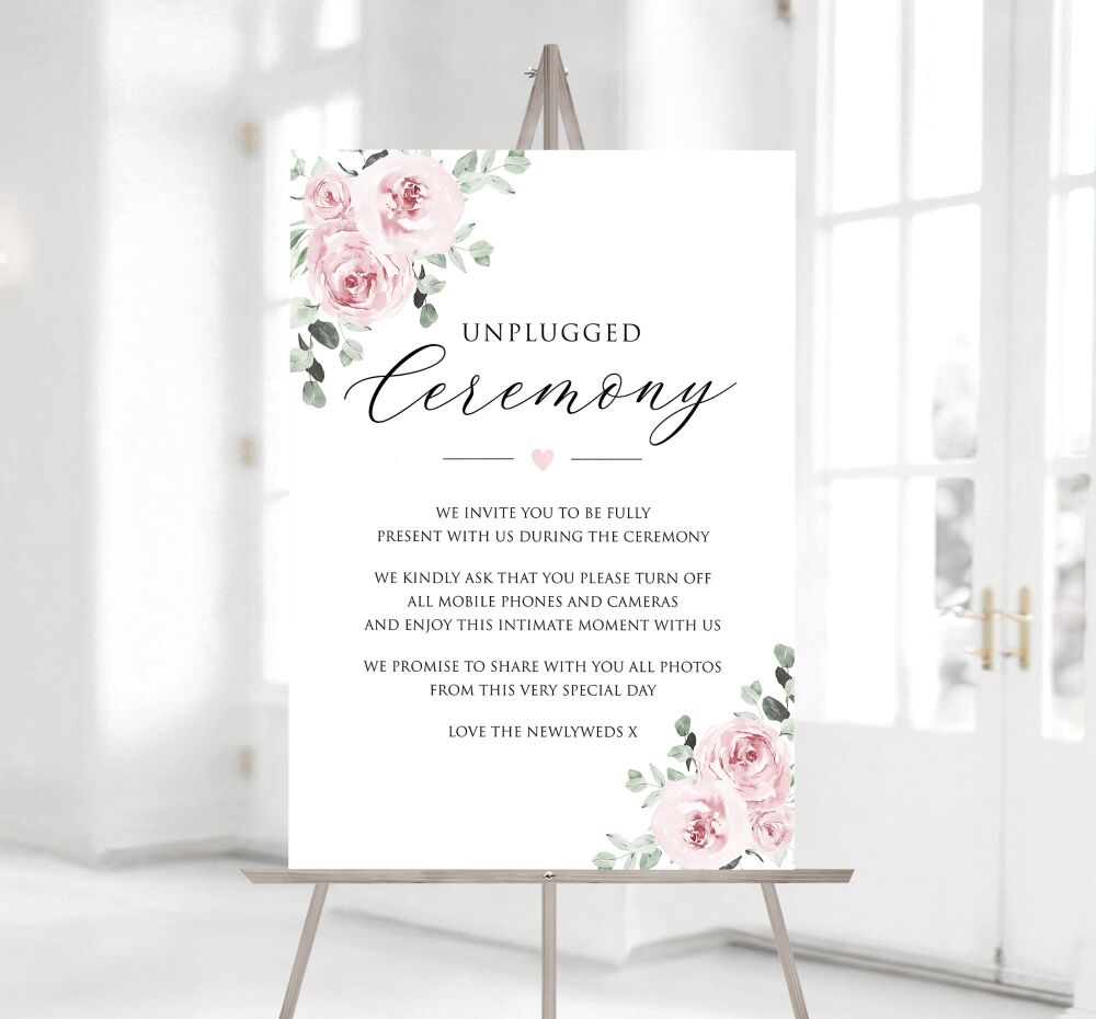 Dusky Pink Unplugged Ceremony Sign