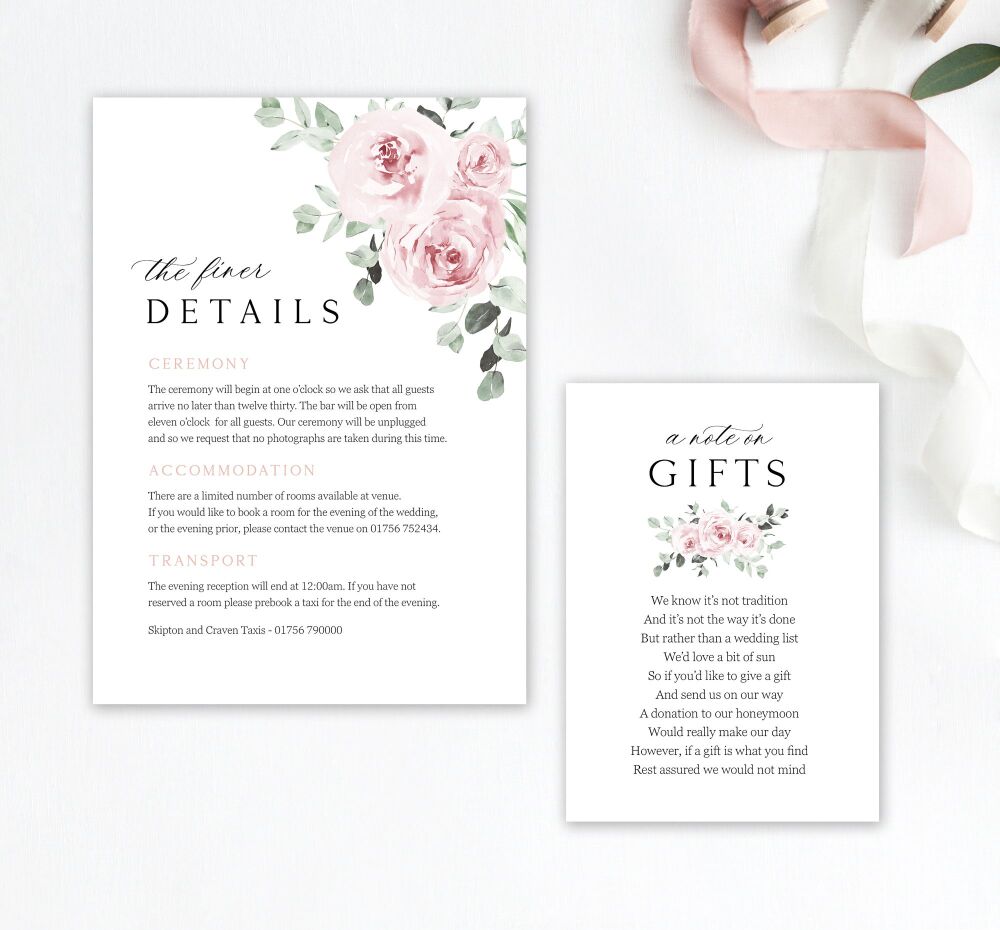 Dusky Pink Wedding Invitation Sample