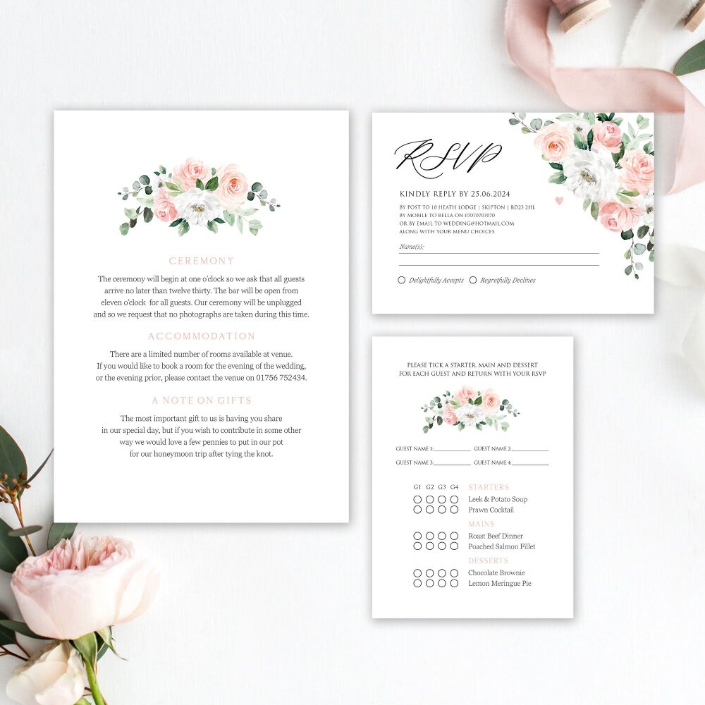 Blush & Eucalyptus Wedding Invitation Sample