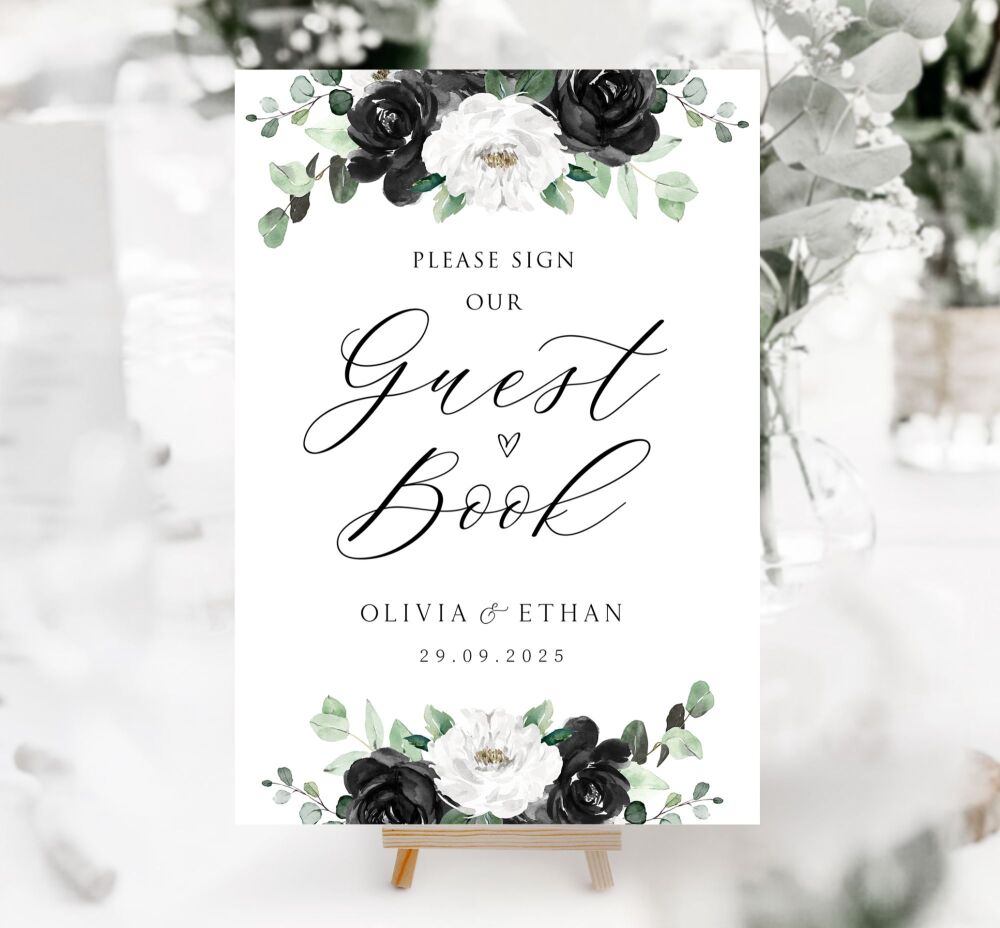 Black & Ivory Guest Book Sign