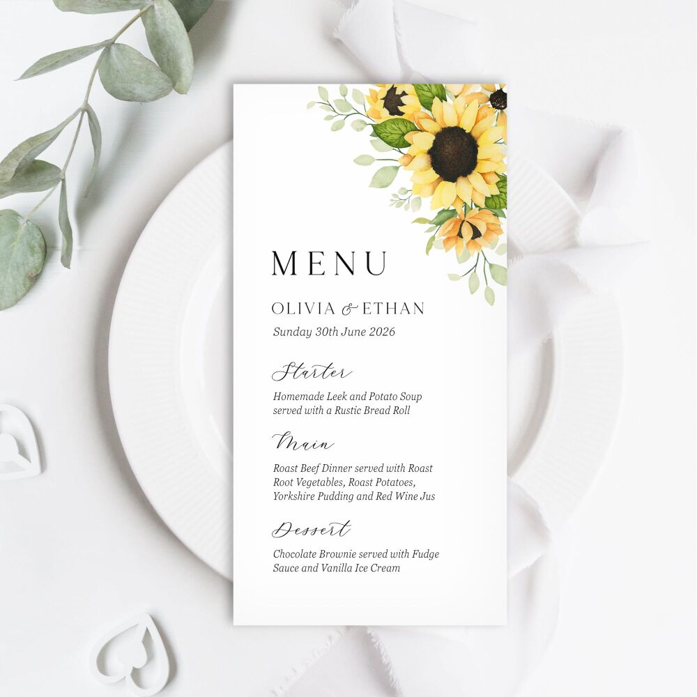 Pretty Sunflower Menu