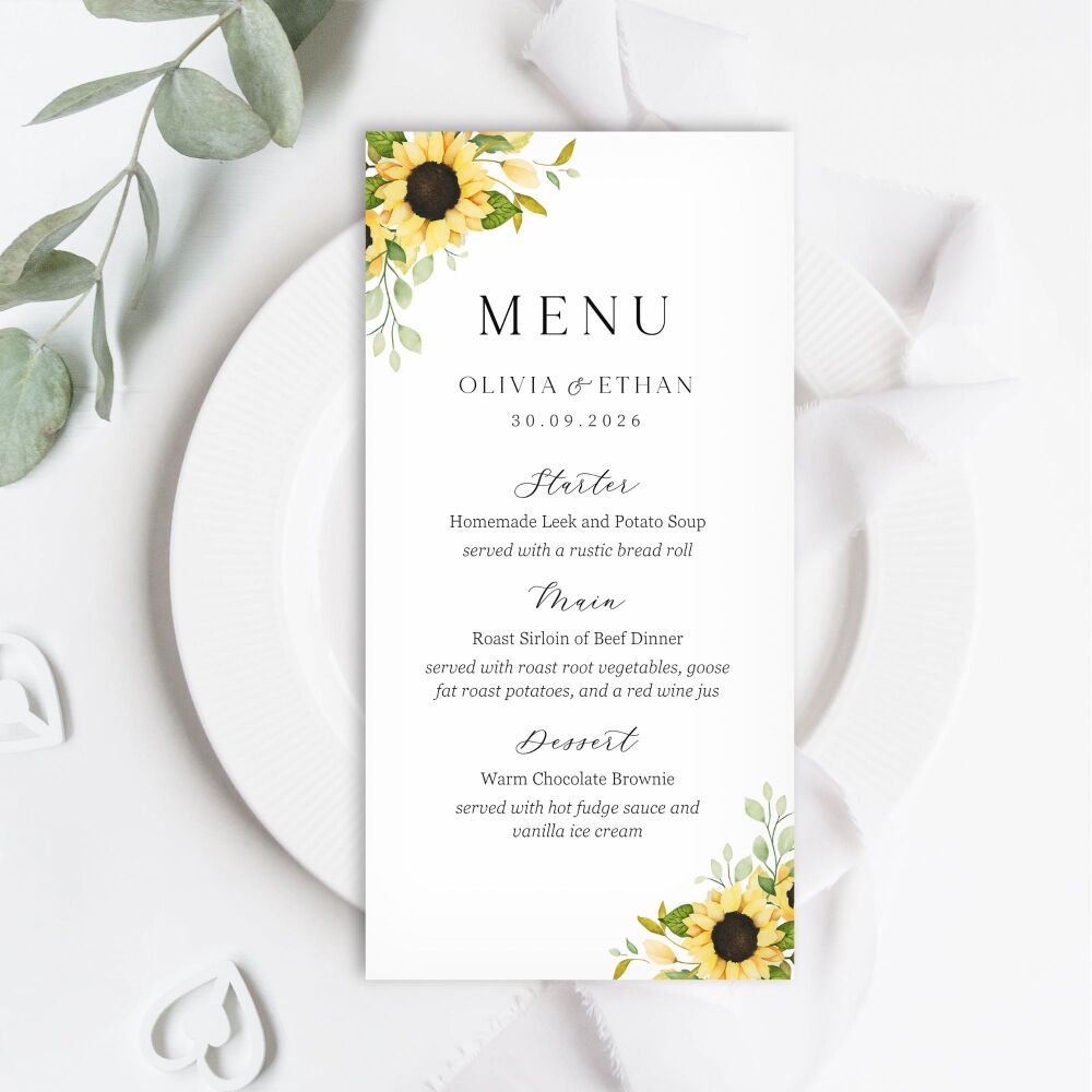 Pretty Sunflower Menu