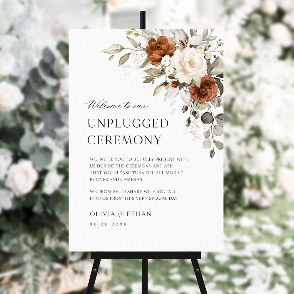 Terracotta & Ivory Unplugged Ceremony Sign