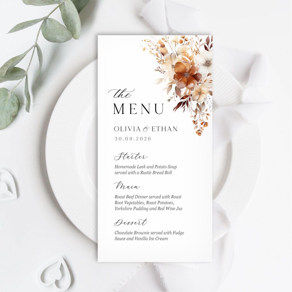 Caramel & Burnt Orange Menu