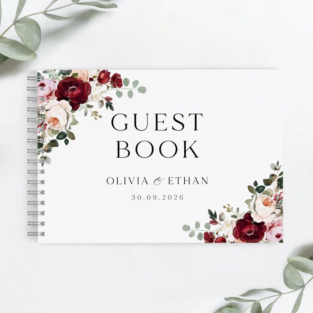 Autumnal Burgundy Guest Book