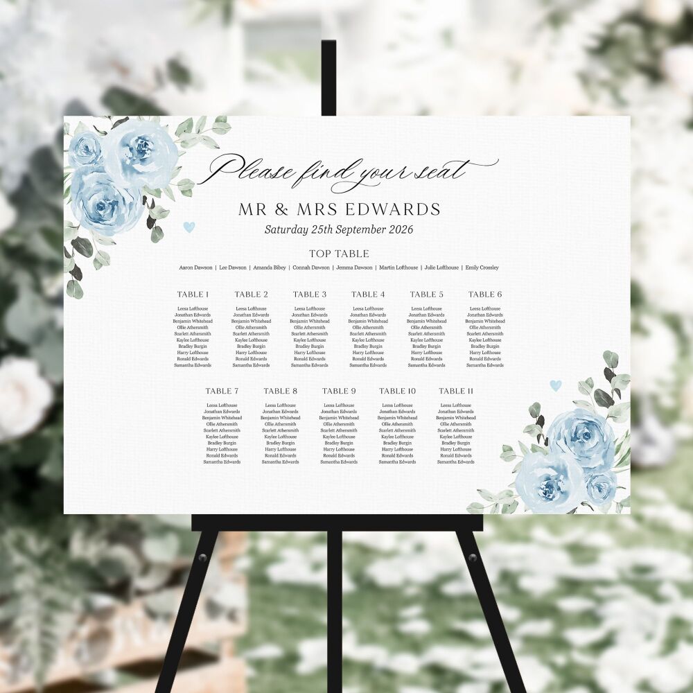 Baby Blue Floral Table Plan