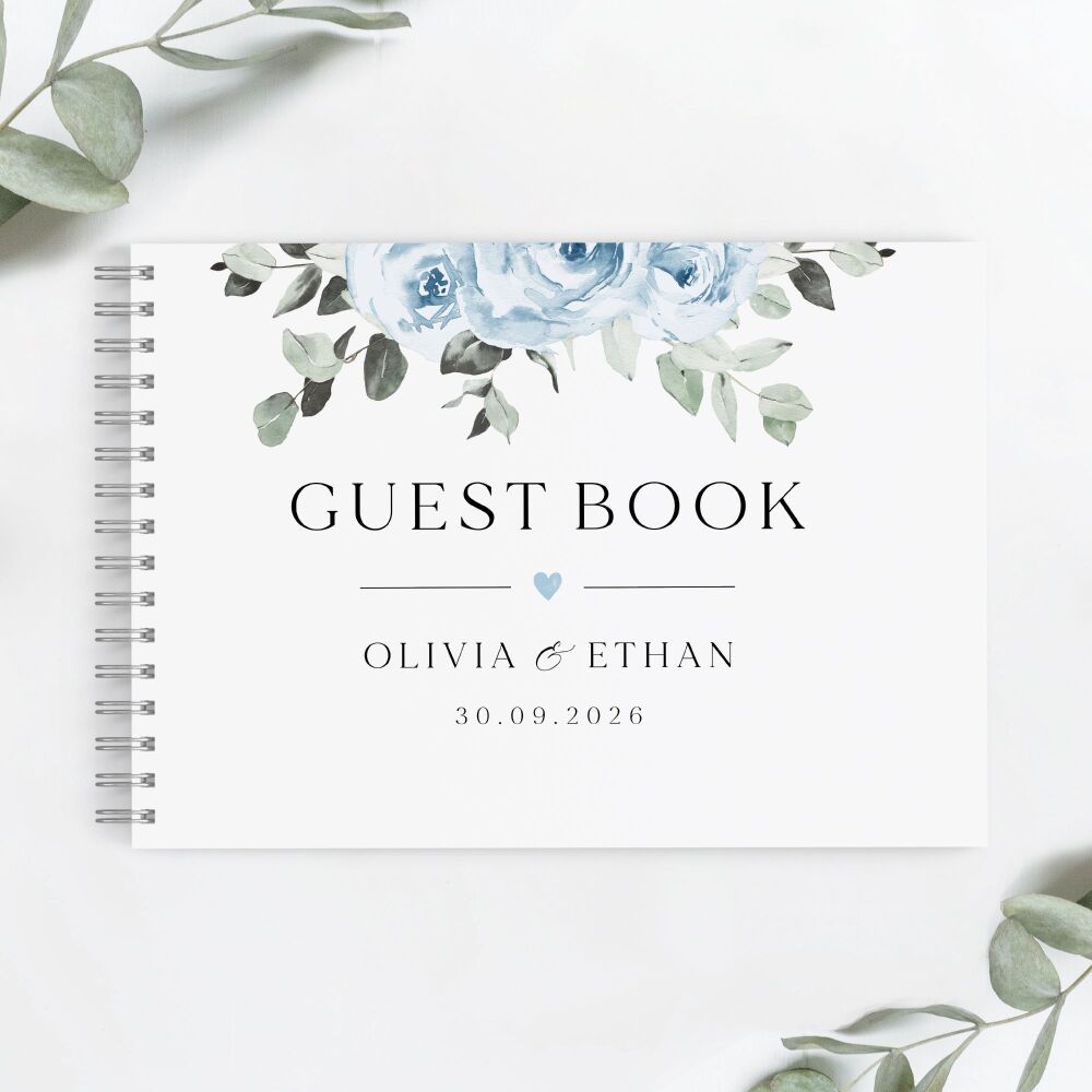 Baby Blue Floral Guest Book