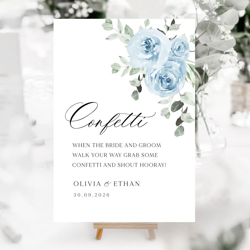 Baby Blue Floral Wedding Accessory Signs (Choose Your Sign)