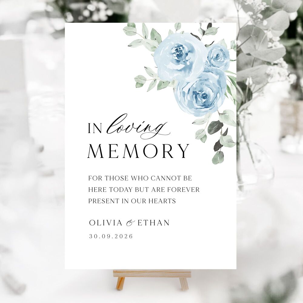 Baby Blue Floral Wedding Accessory Signs (Choose Your Sign)