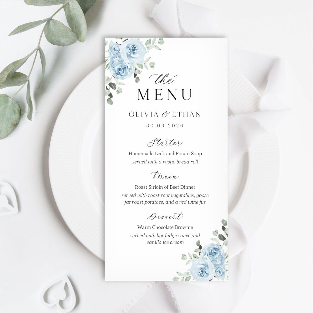 Baby Blue Floral Menu