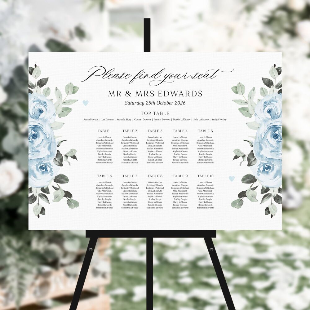 Baby Blue Floral Table Plan