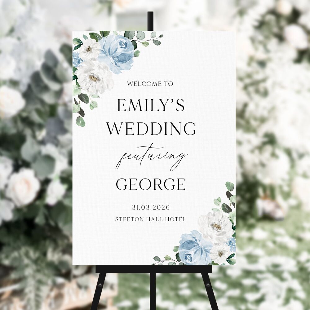 Blue Florals & Eucalyptus Humorous Welcome Sign