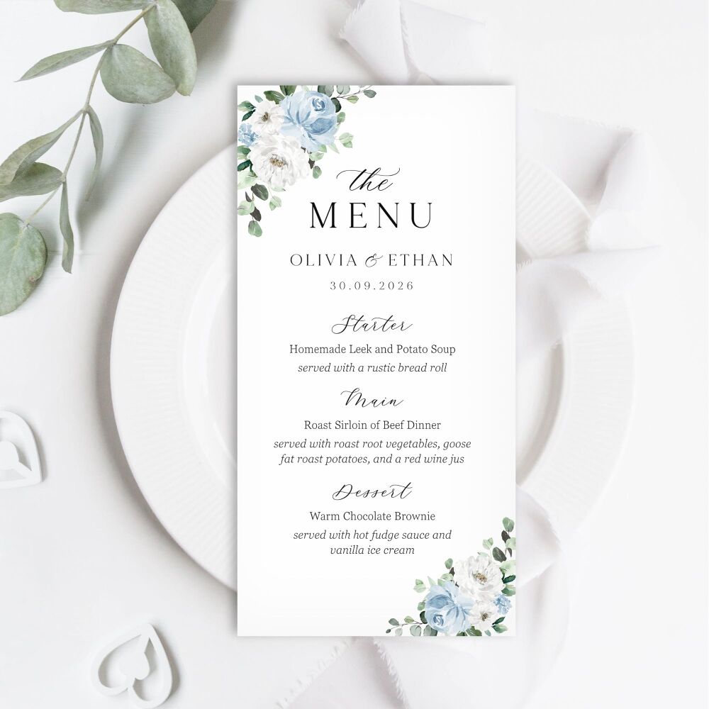 Blue Florals & Eucalyptus Menu