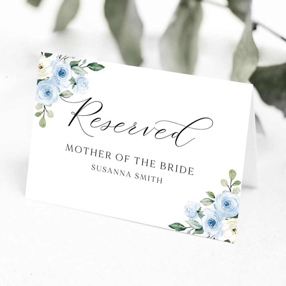 Blue Roses Reserved Seat Card