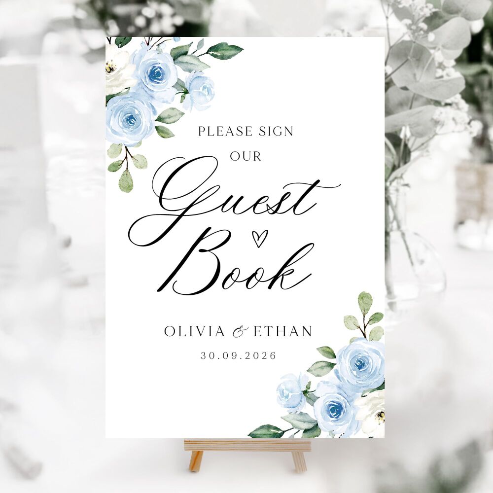 Blue Roses Wedding Accessory Signs (Choose Your Sign)