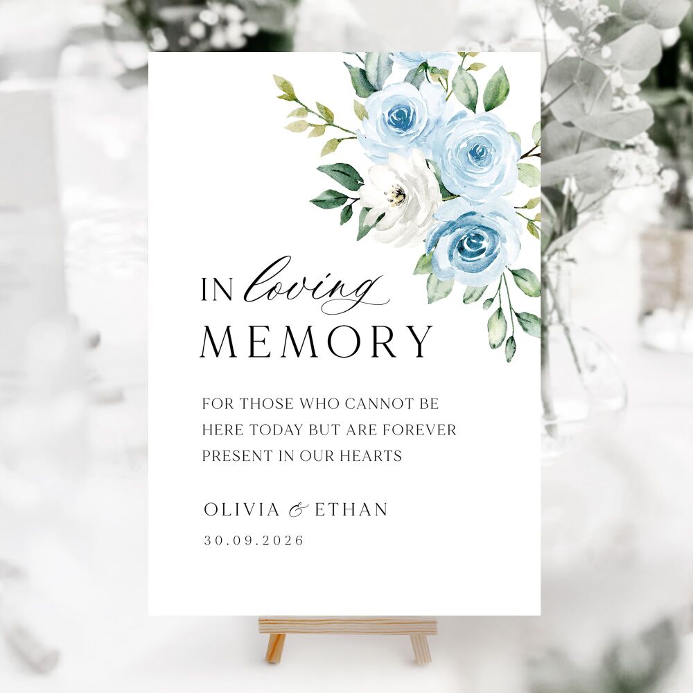 Blue Roses Wedding Accessory Signs (Choose Your Sign)