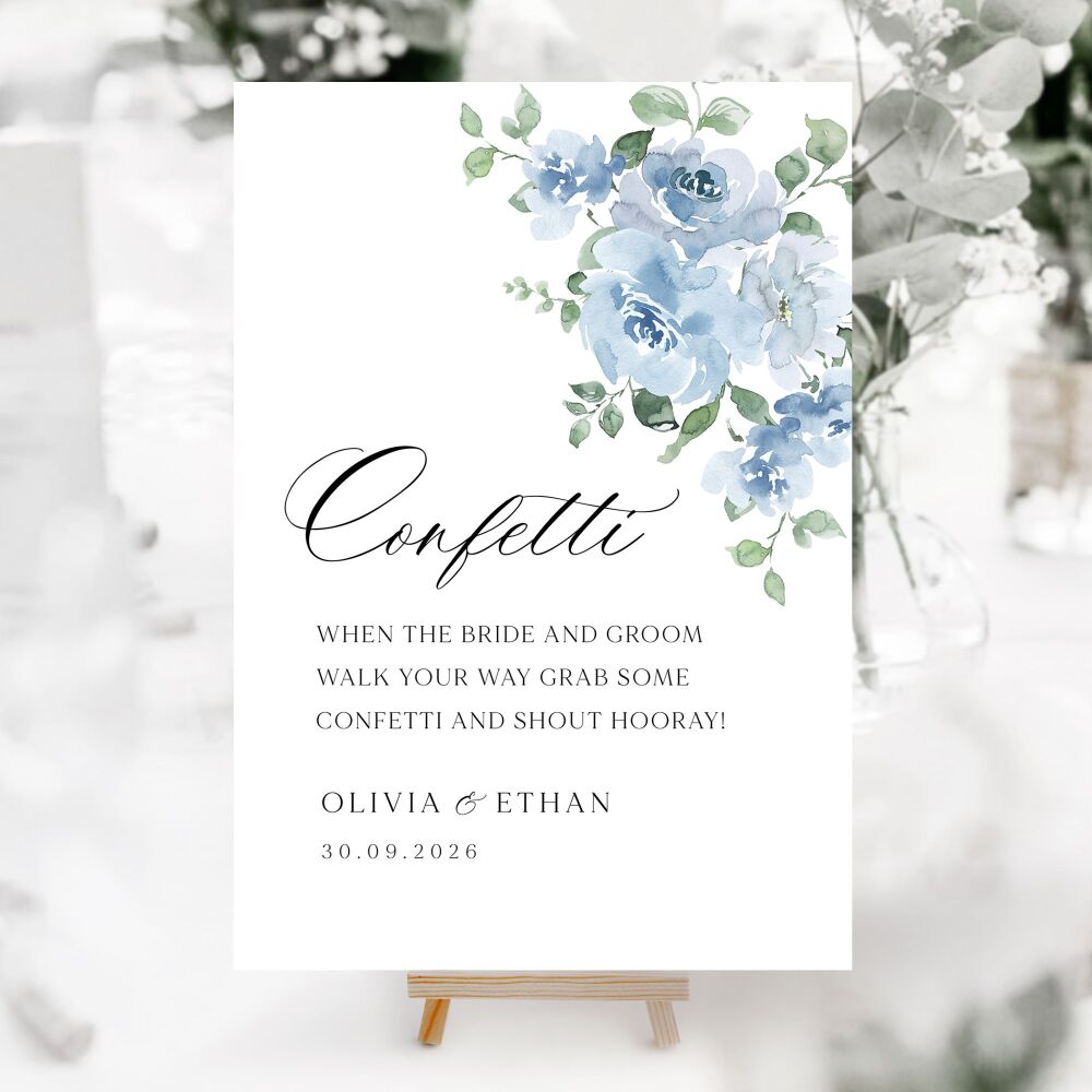 Dusky Blue Floral Wedding Accessory Signs (Choose Your Sign)