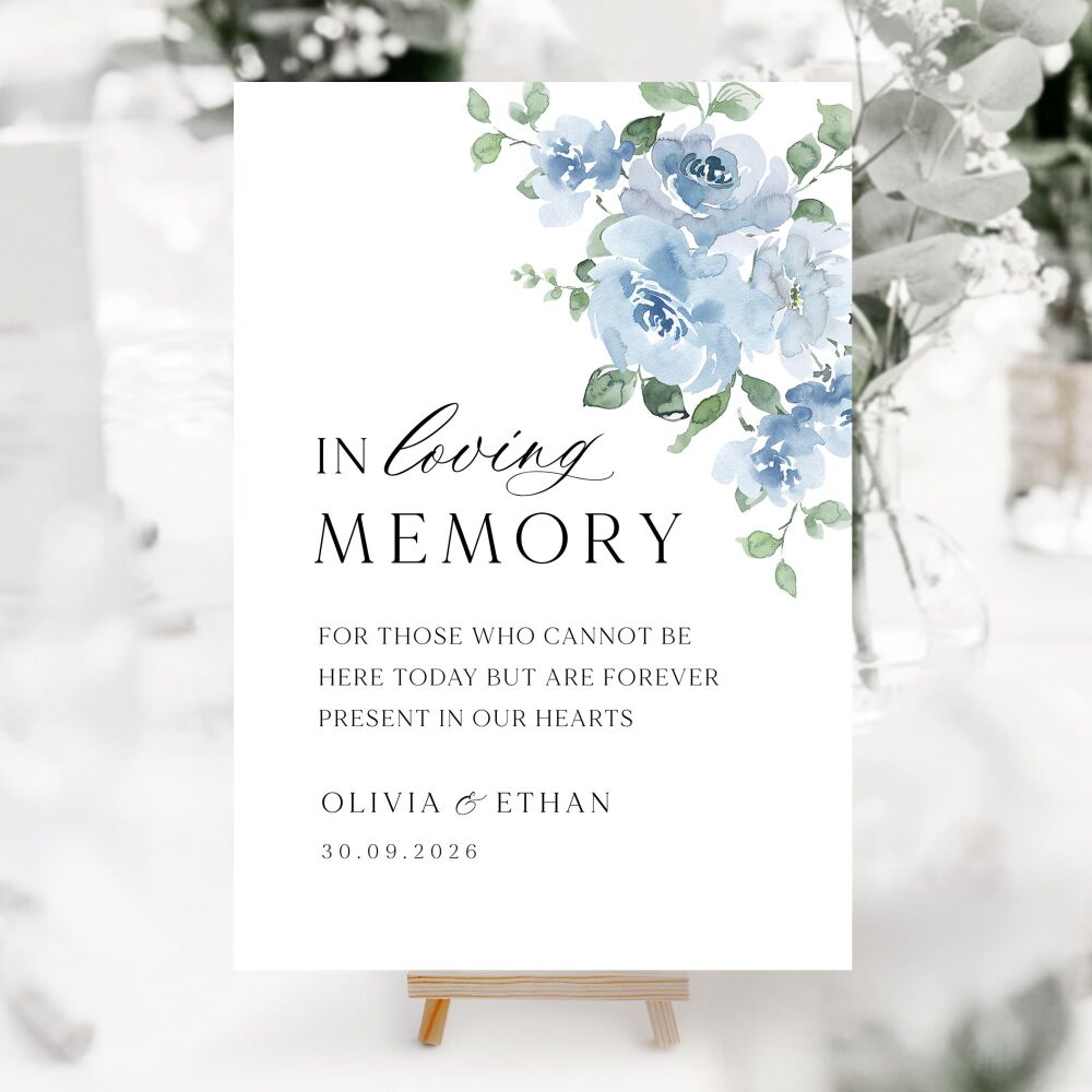 Dusky Blue Floral Wedding Accessory Signs (Choose Your Sign)