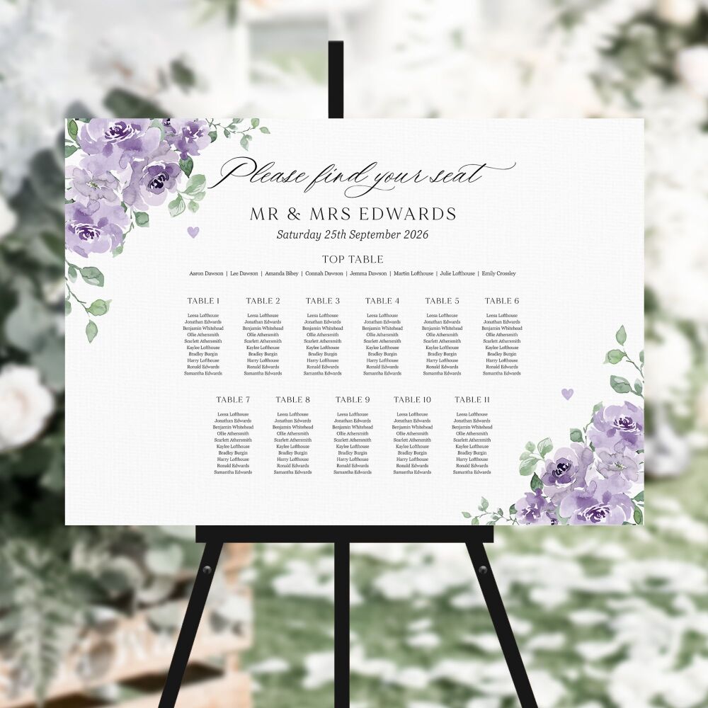 Dusky Mauve Floral Table Plan