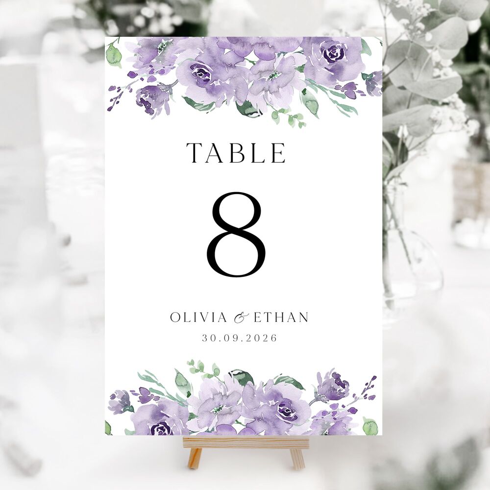 Dusky Mauve Floral Table Numbers