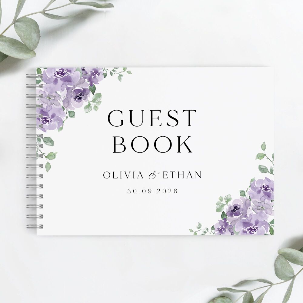 Dusky Mauve Floral Guest Book