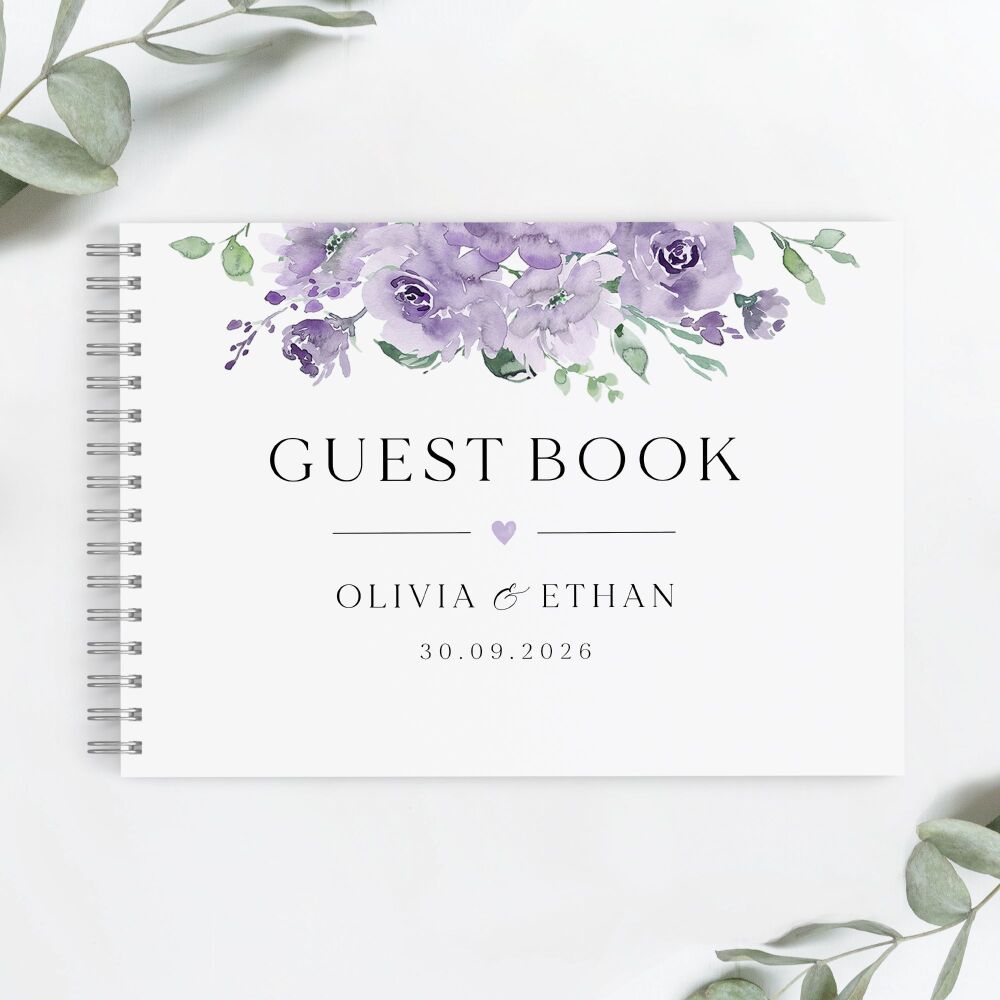 Dusky Mauve Floral Guest Book
