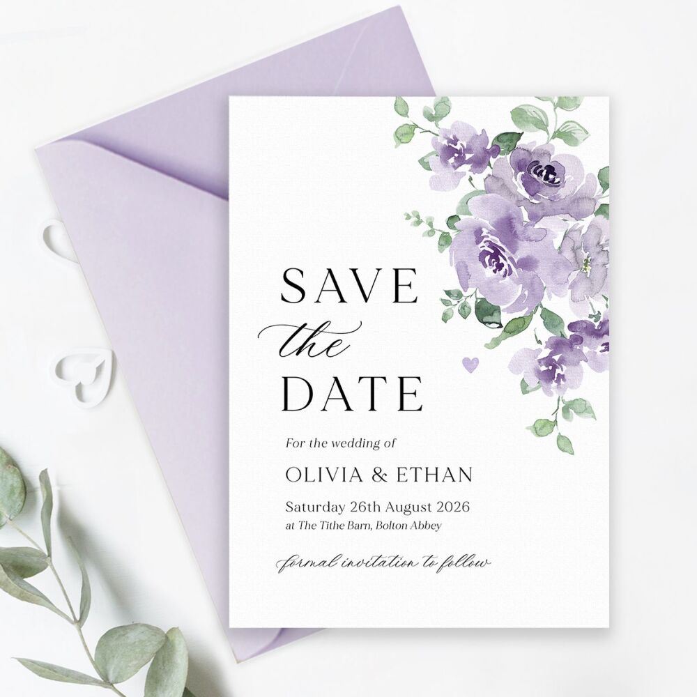 Dusky Mauve Floral Save the Date