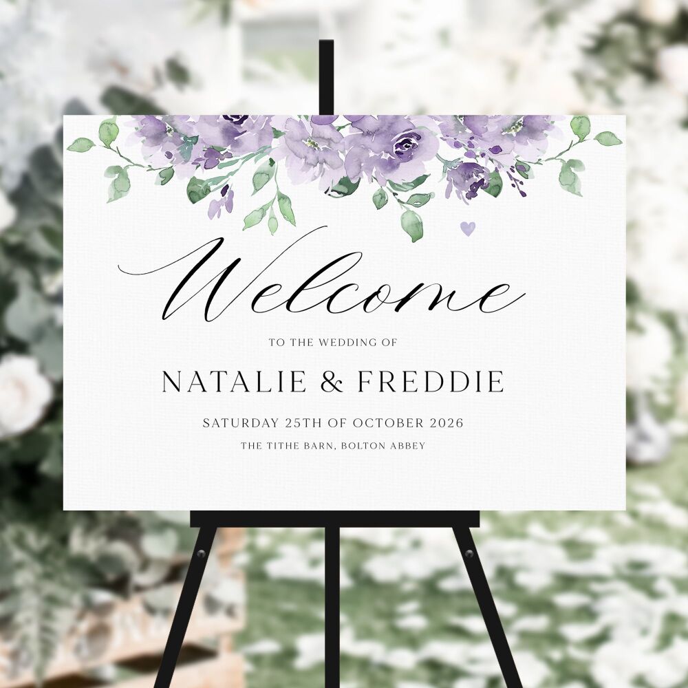 Dusky Mauve Floral Welcome Sign