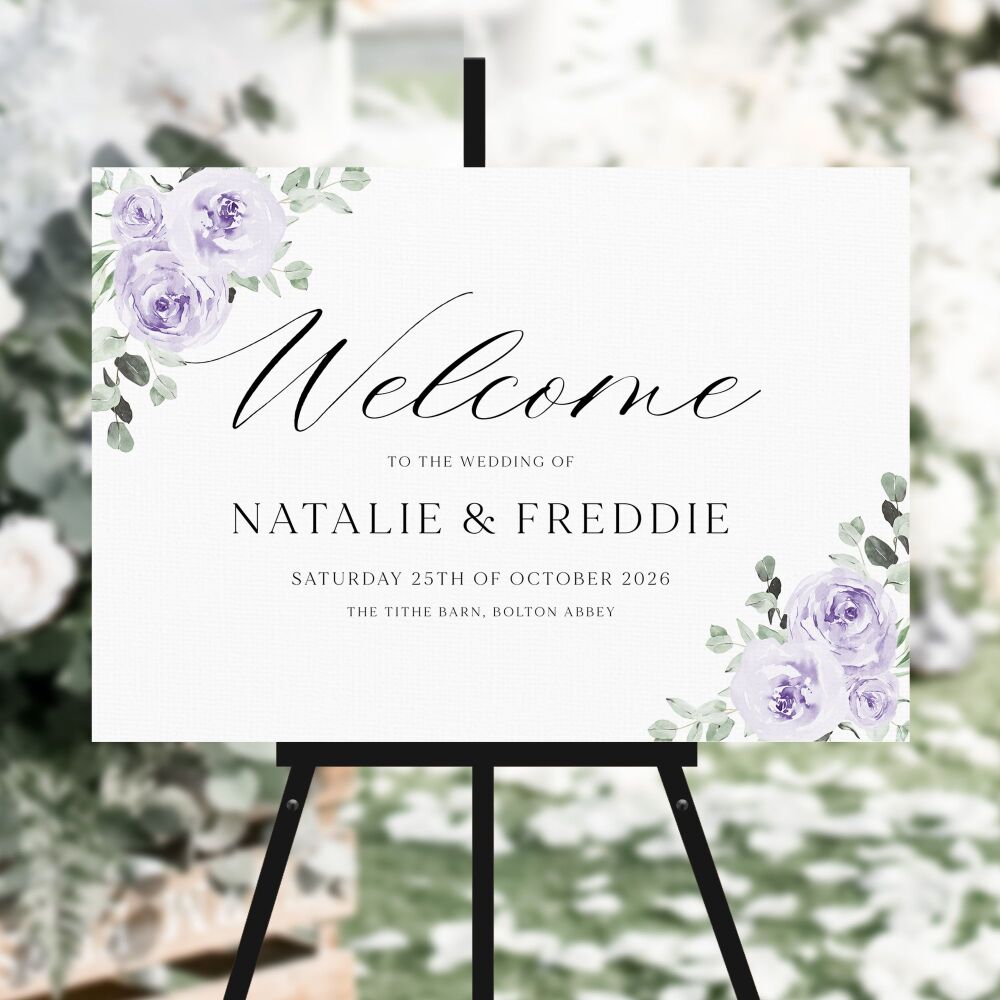 Lilac & Sage Floral Welcome Sign