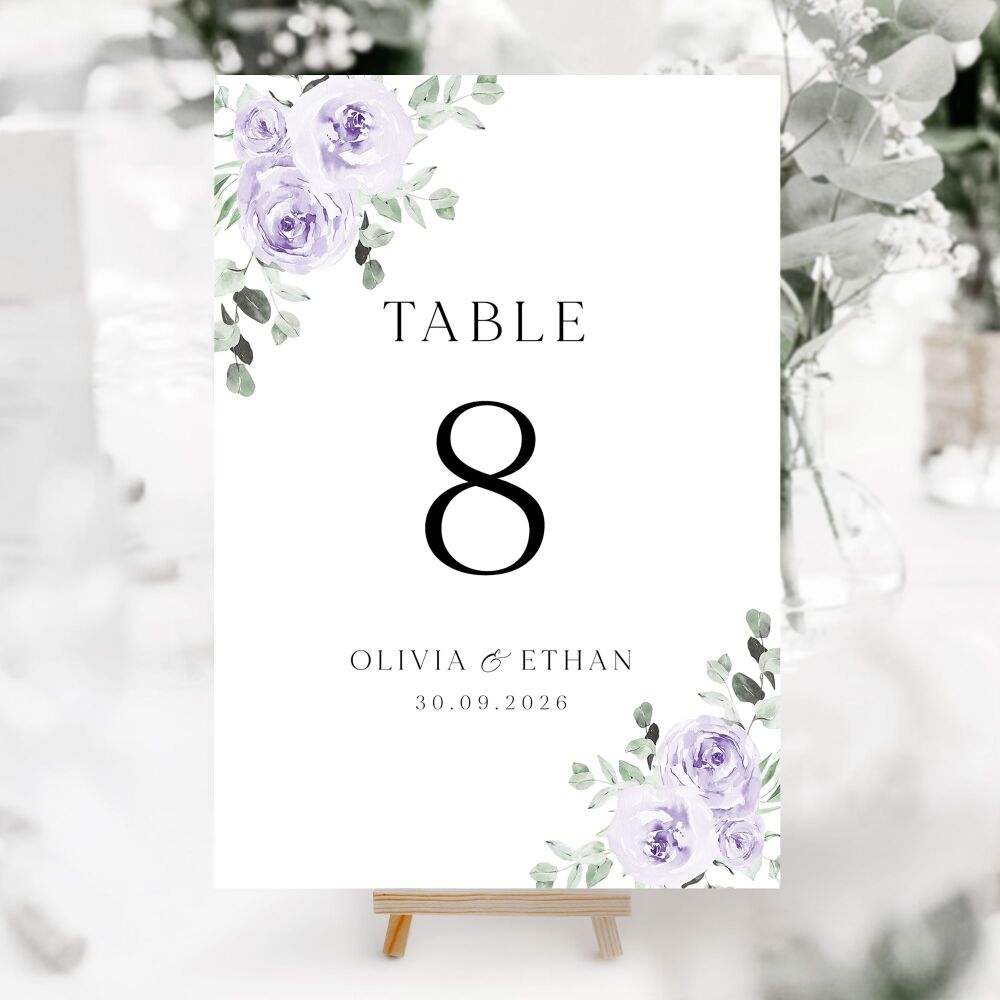 Lilac & Sage Floral Table Numbers