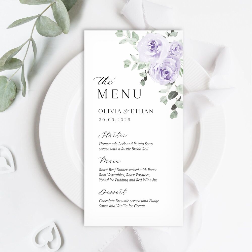 Lilac & Sage Florals Menu