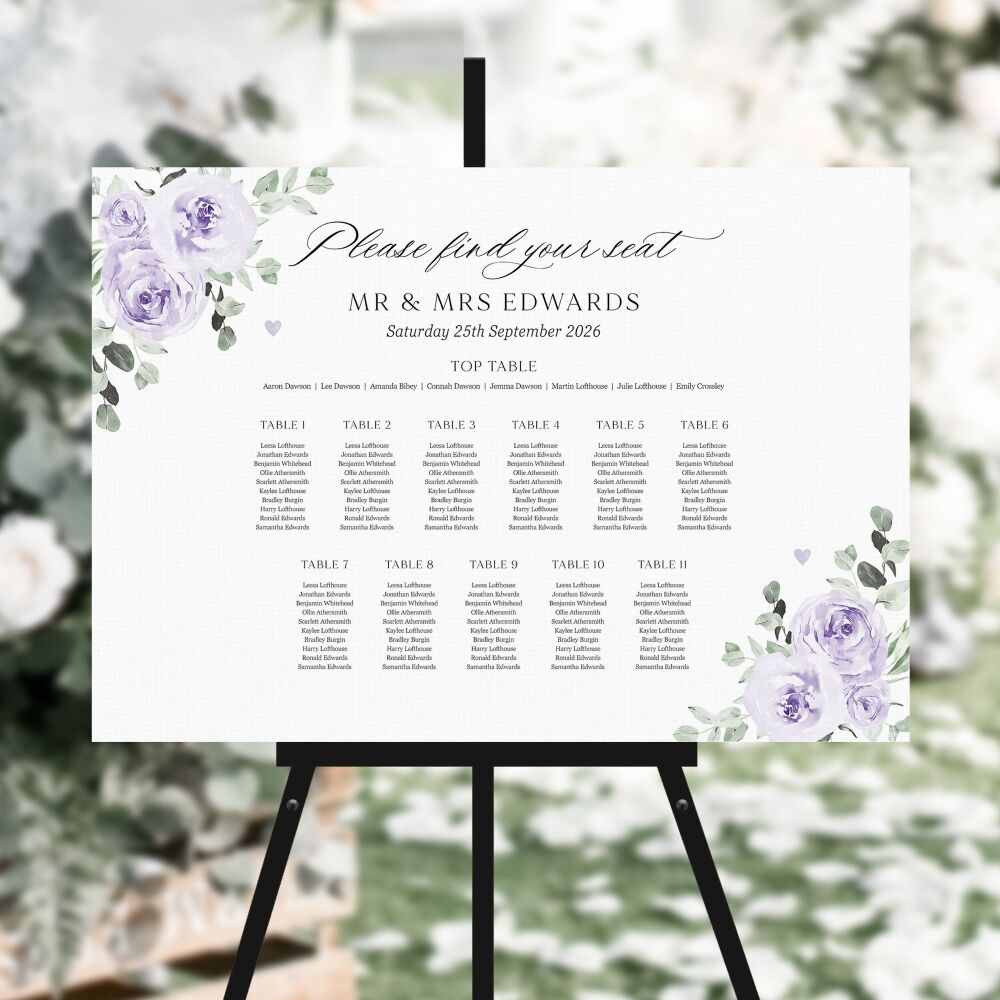 Lilac & Sage Florals Table Plan