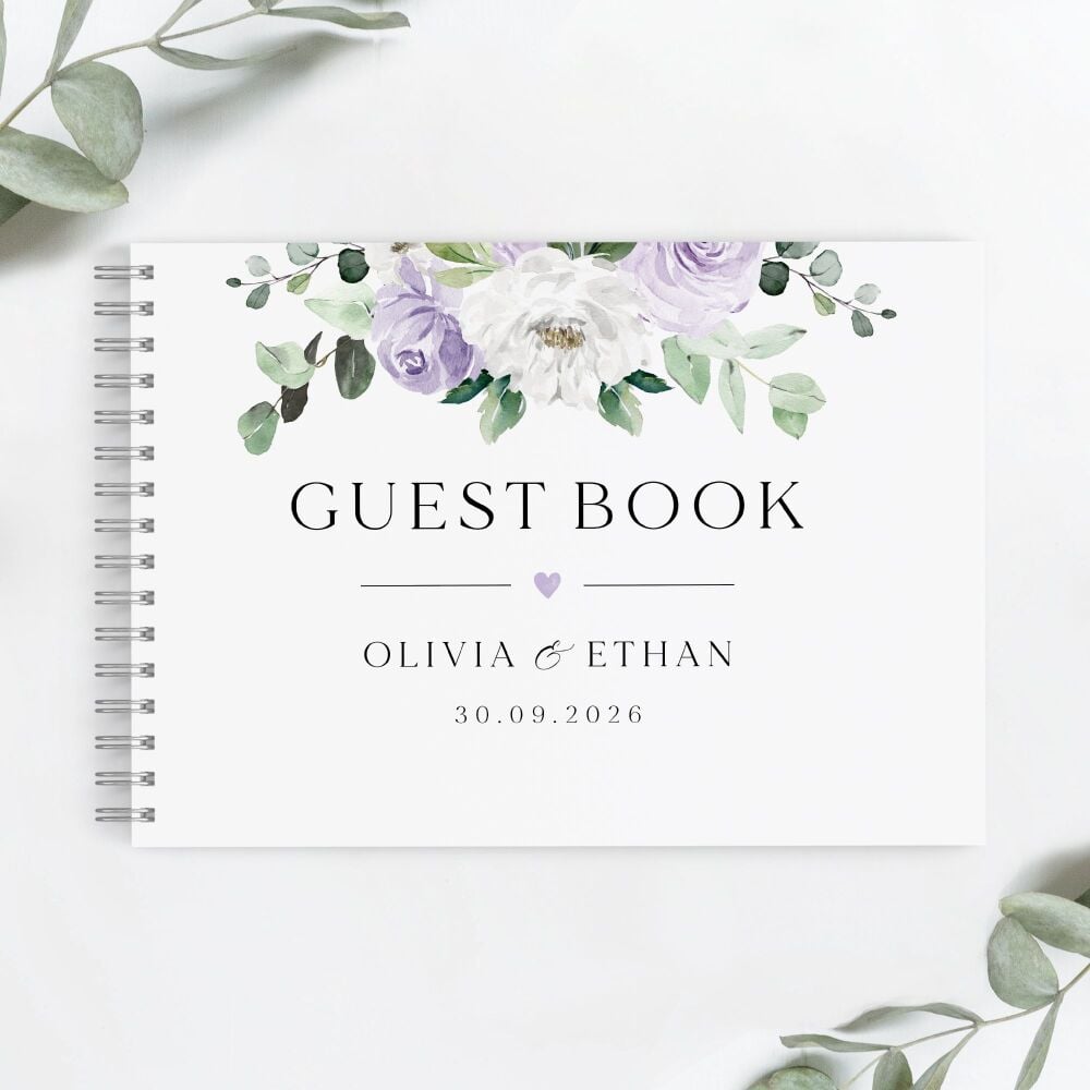 Lilac Florals & Eucalyptus Guest Book